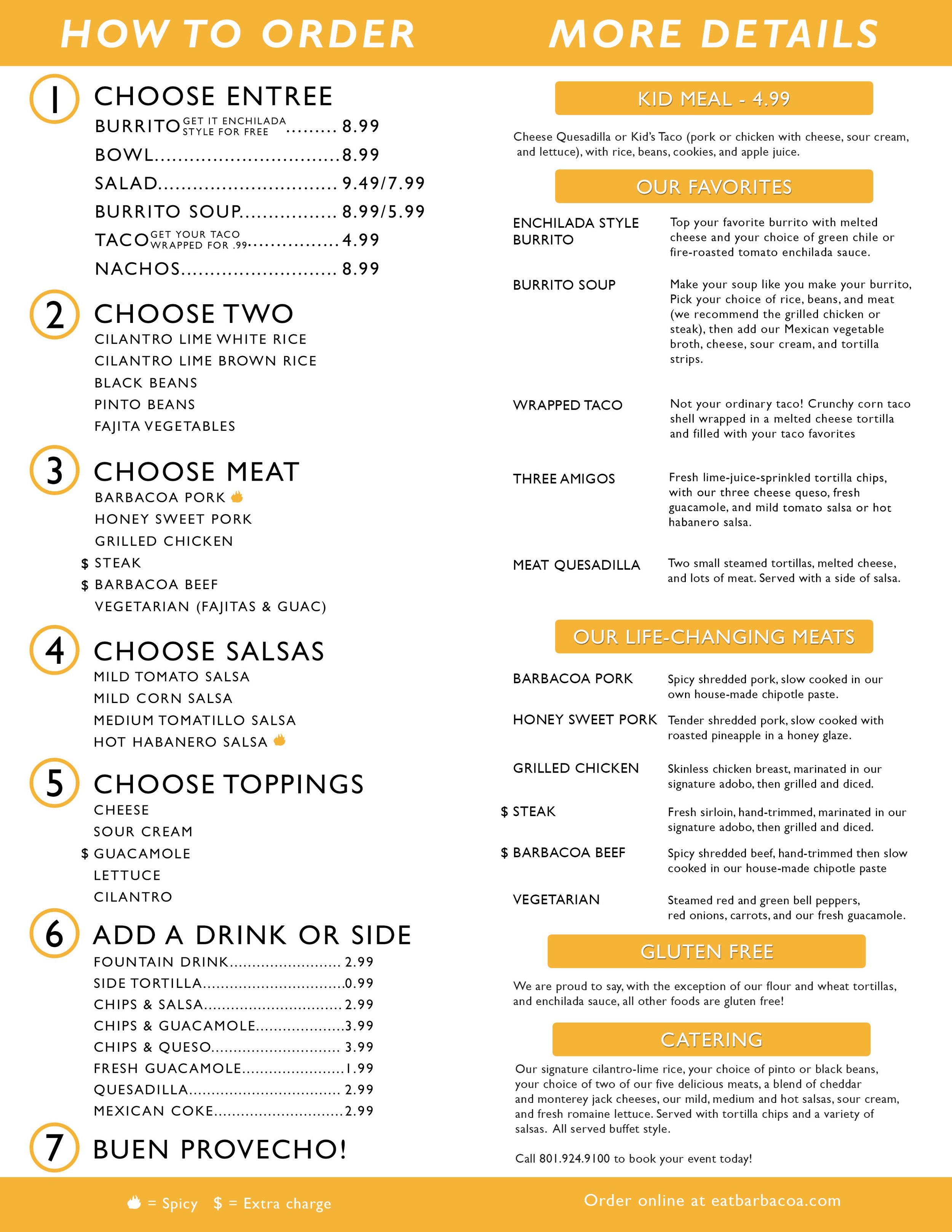 Barbacoa menu deals